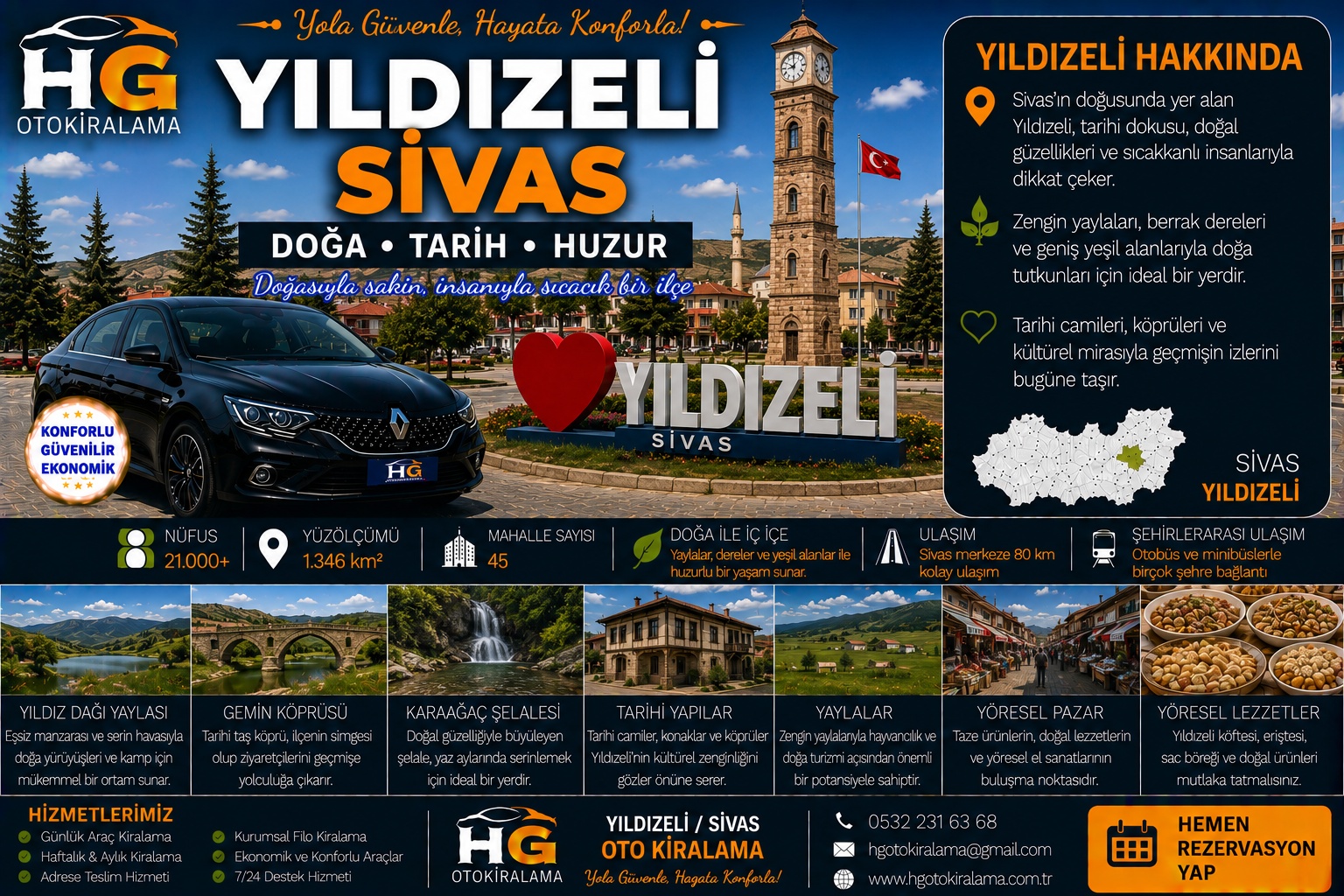Yıldızeli Sivas araç kiralama | HG Blog